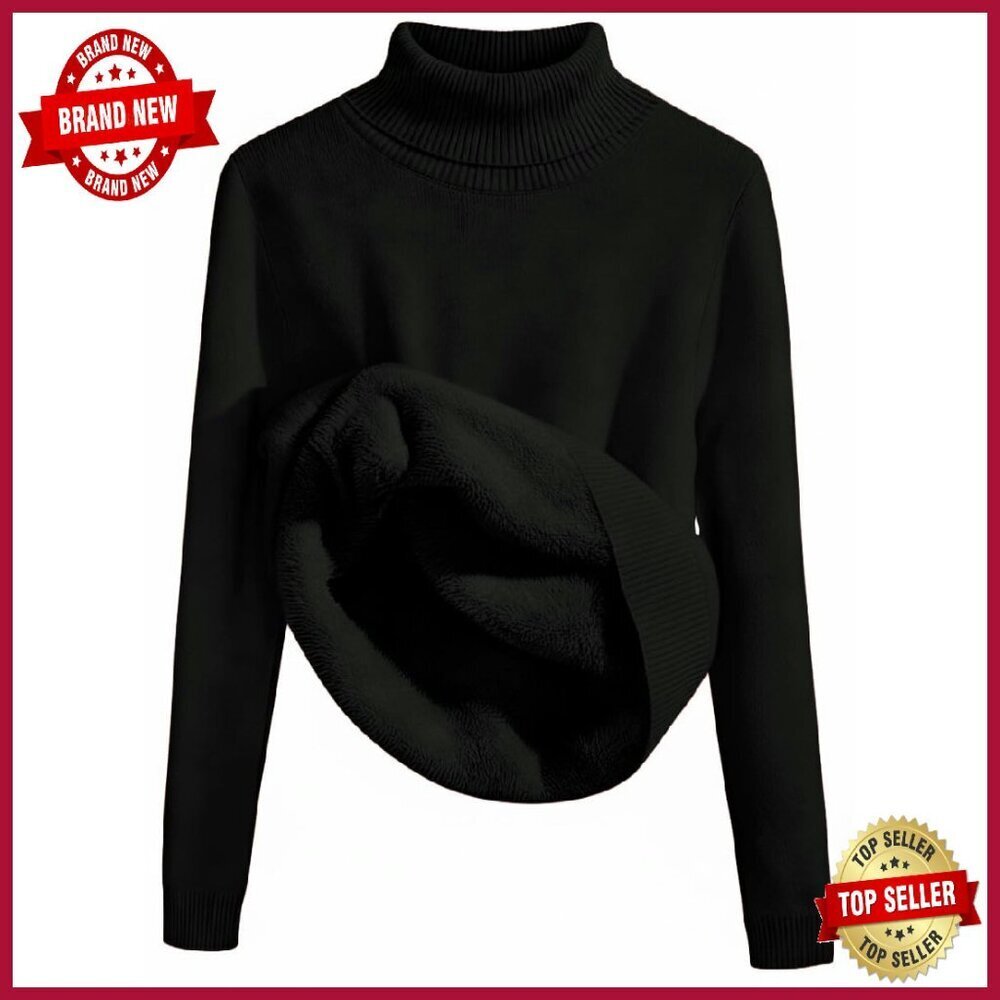 Women's Sherpa Lined Turtleneck Sweater Thermal Fleece Pullover Winter